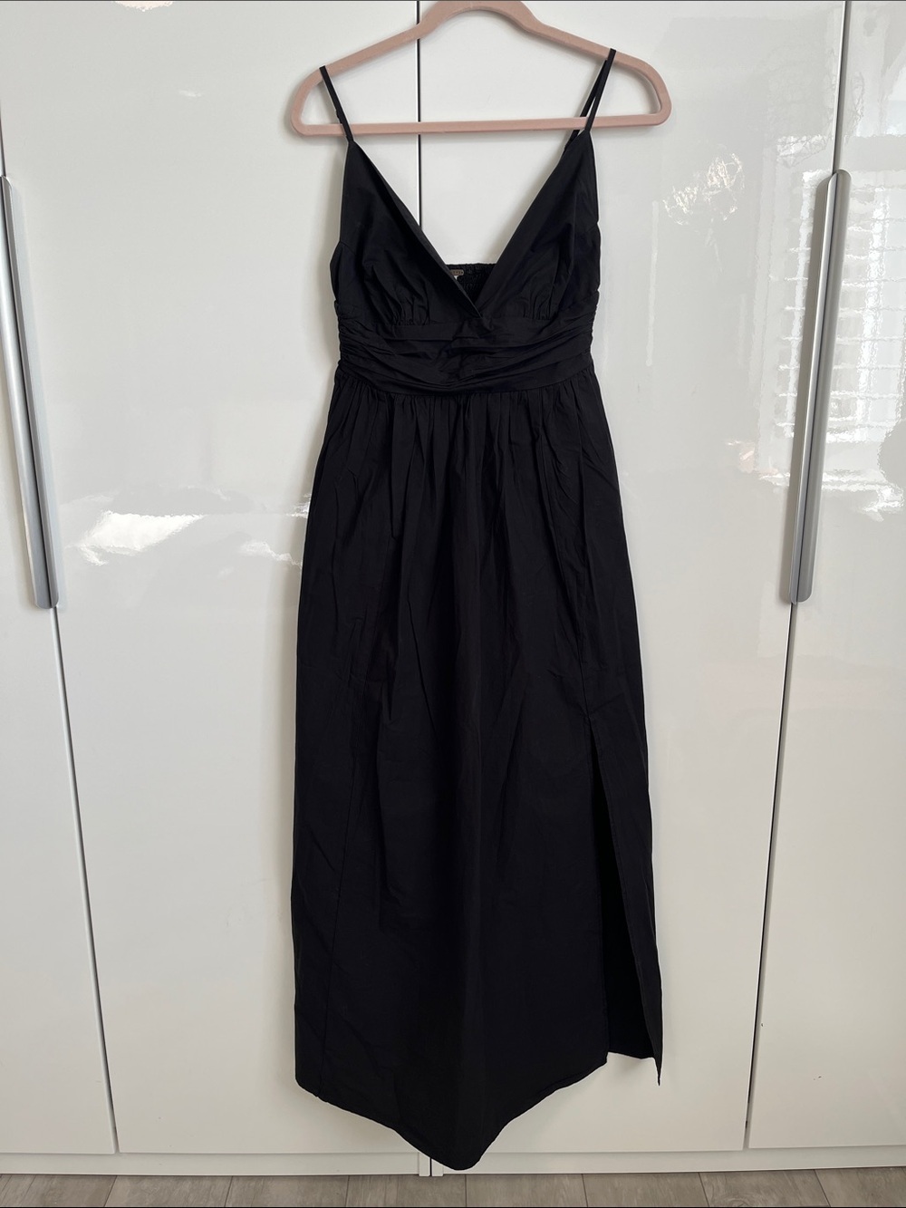 YFB NWOT Black Cotton Spaghetti-Strap Maxi Dress Pockets, Size M